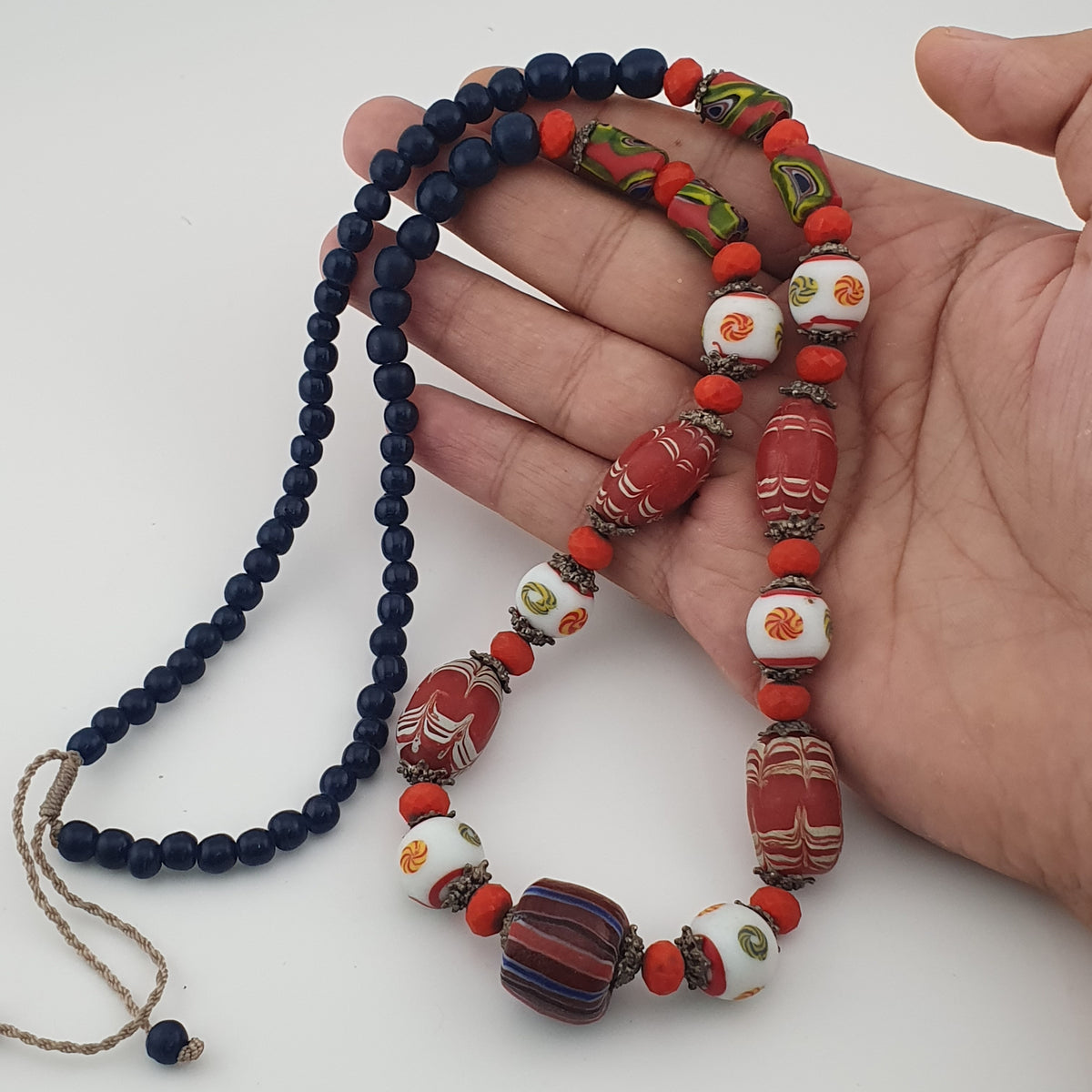 Antique Venetian Style Mix Glass Beads Necklace