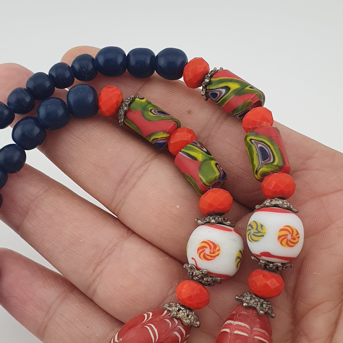 Antique Venetian Style Mix Glass Beads Necklace
