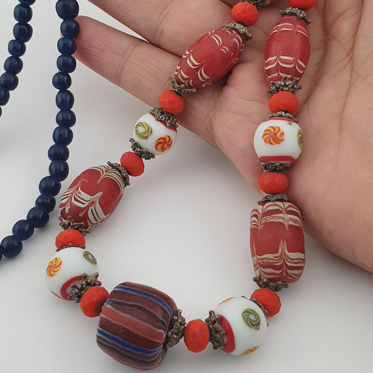 Antique Venetian Style Mix Glass Beads Necklace