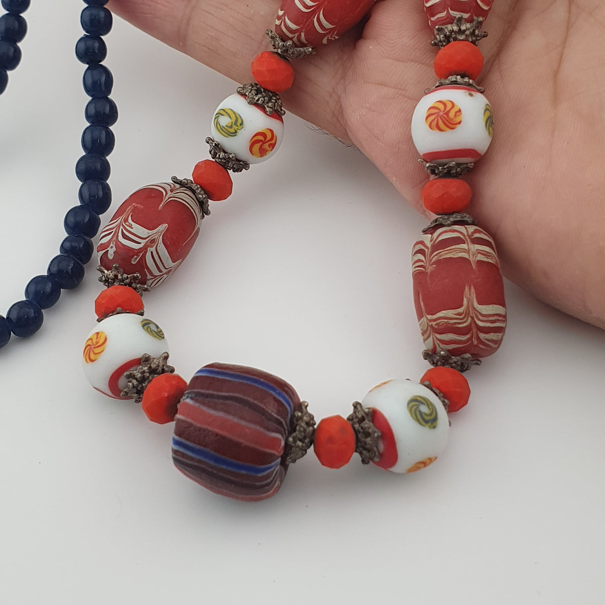 Antique Venetian Style Mix Glass Beads Necklace