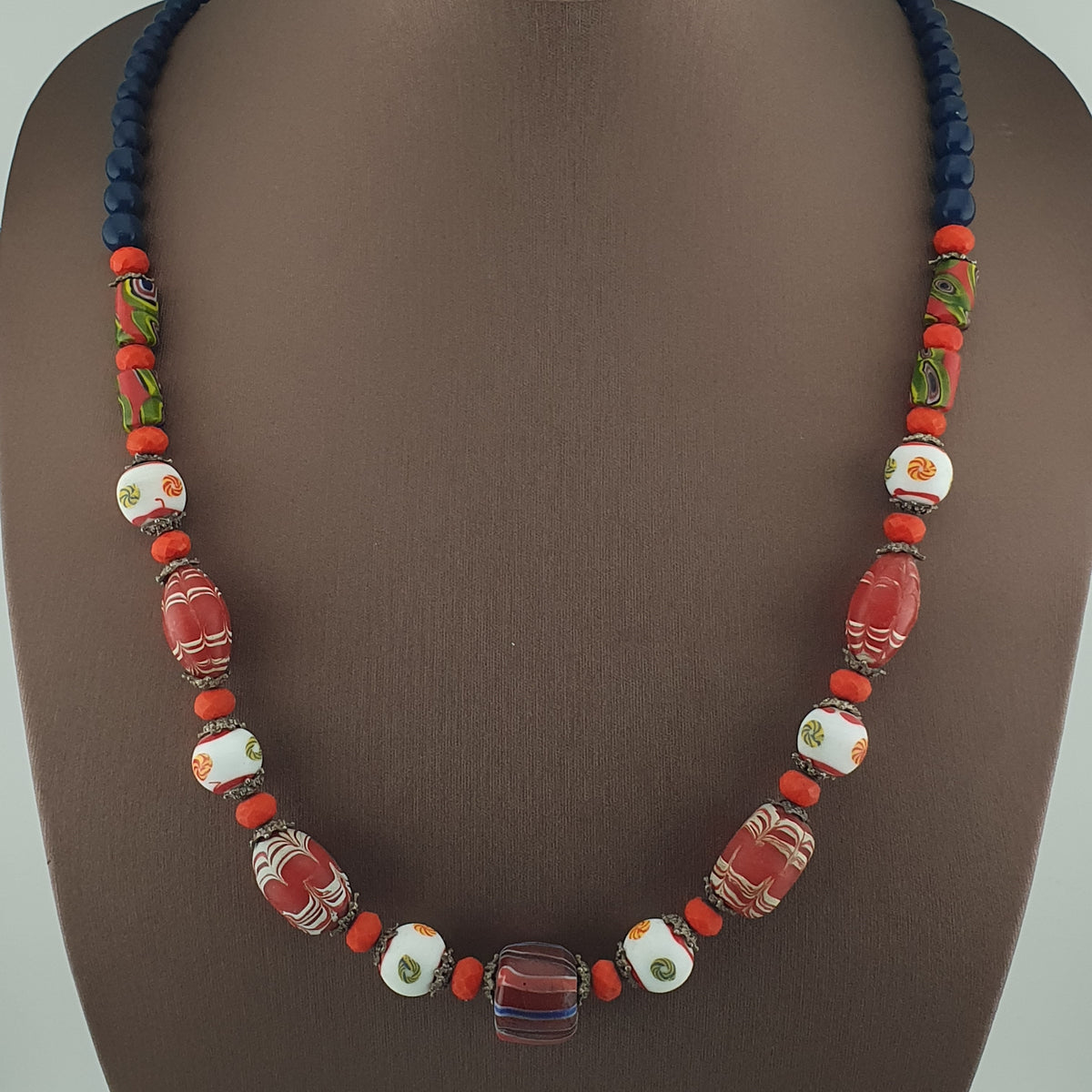 Antique Venetian Style Mix Glass Beads Necklace