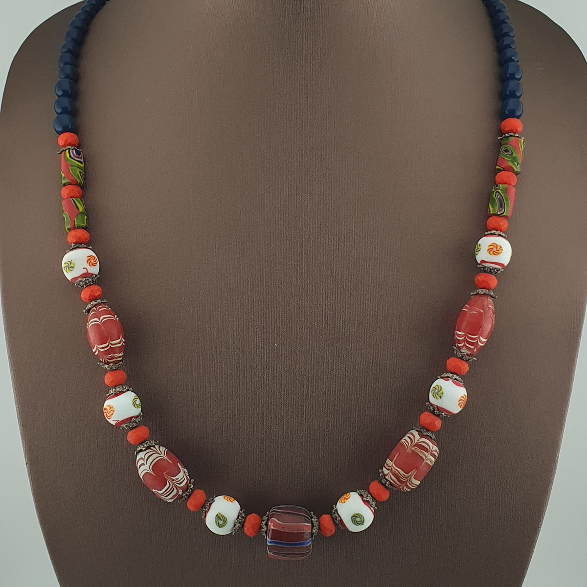 Antique Venetian Style Mix Glass Beads Necklace
