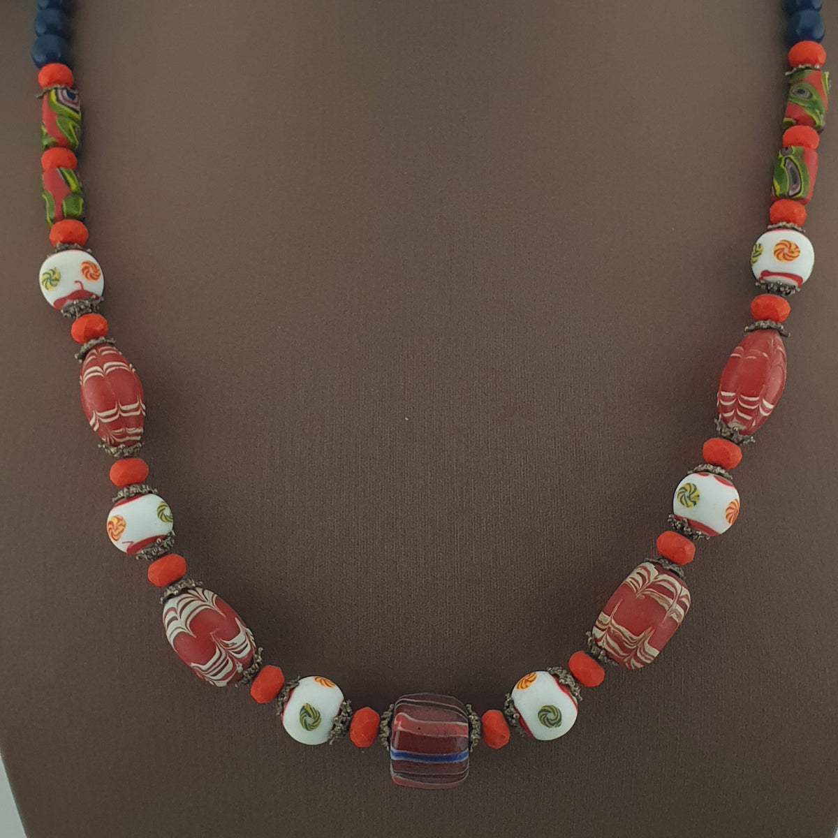 Antique Venetian Style Mix Glass Beads Necklace