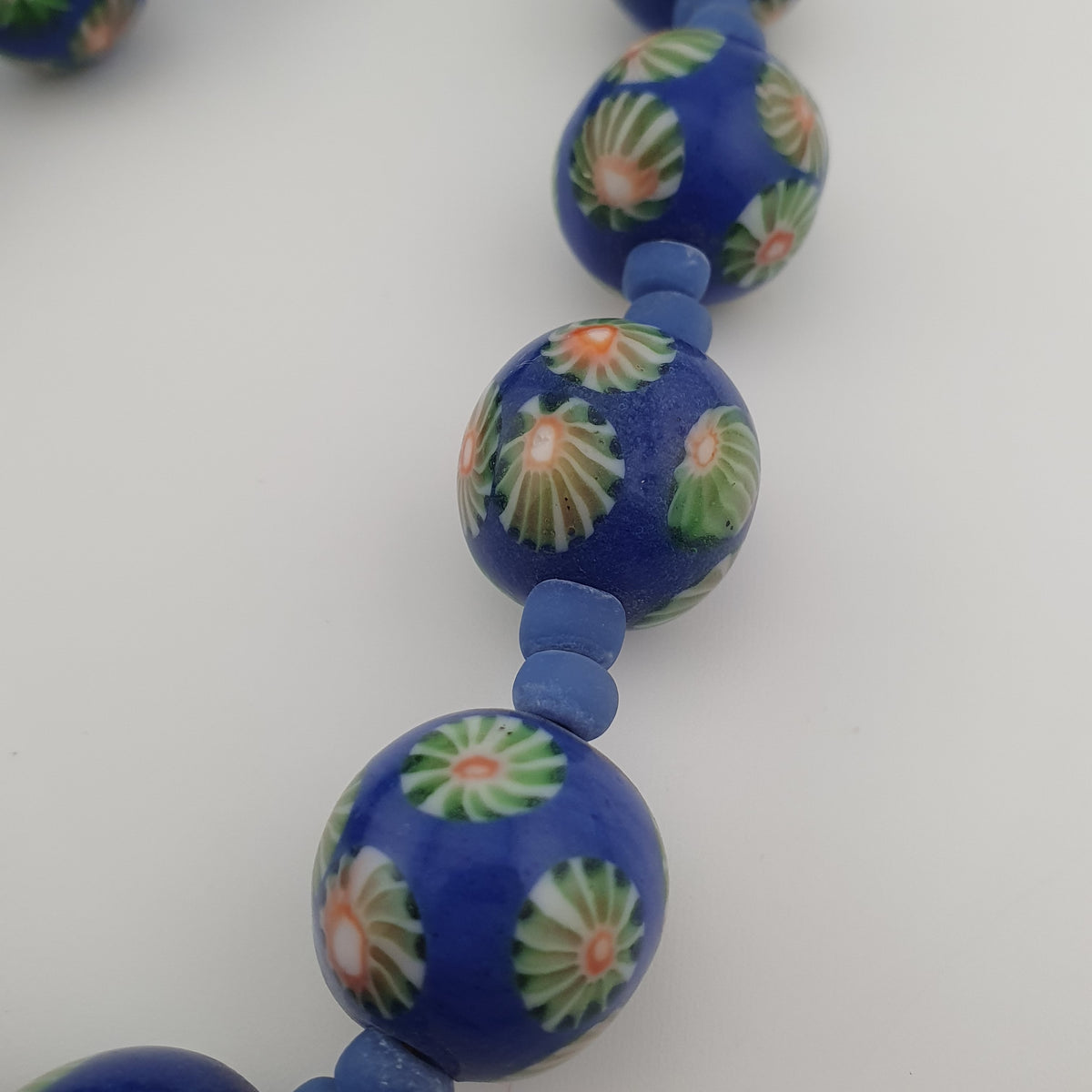 Antique Venetian Style Floral & African Glass Beads Necklace
