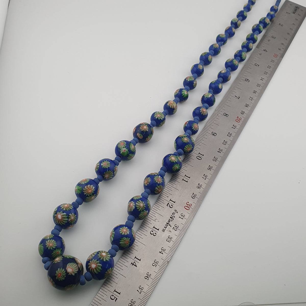 Antique Venetian Style Floral & African Glass Beads Necklace