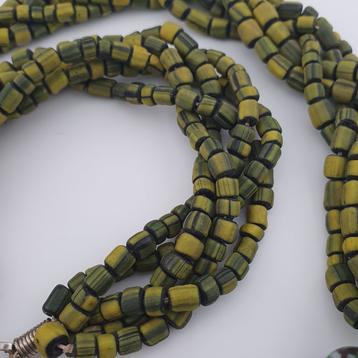 Antique Venetian Style Millefiori & Stripe Glass Beads Necklace