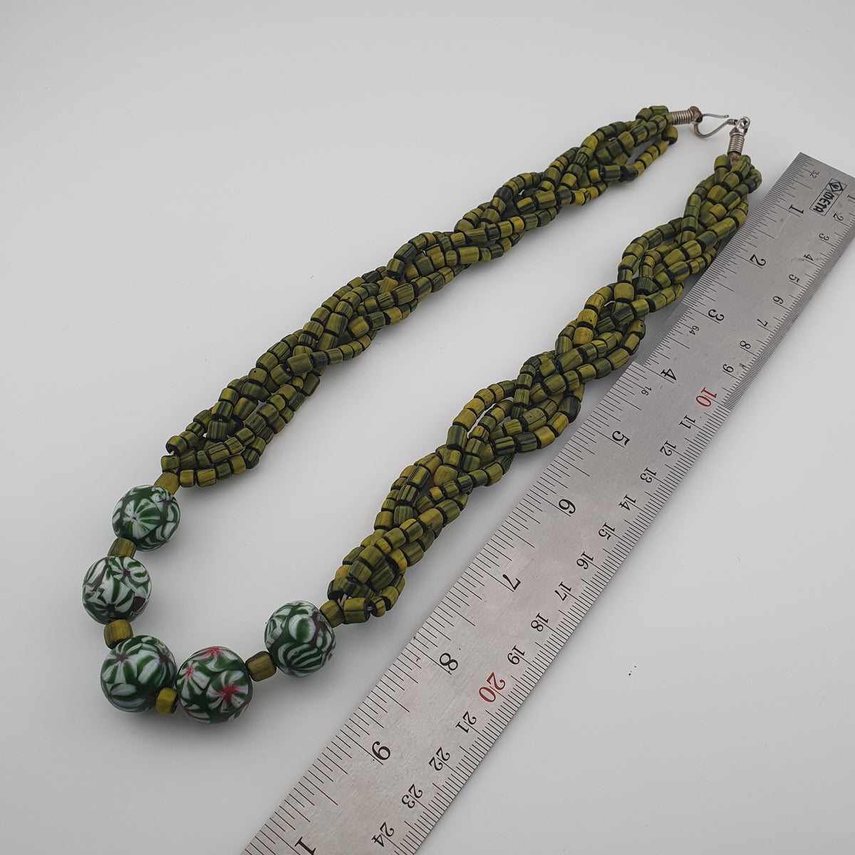 Antique Venetian Style Millefiori & Stripe Glass Beads Necklace