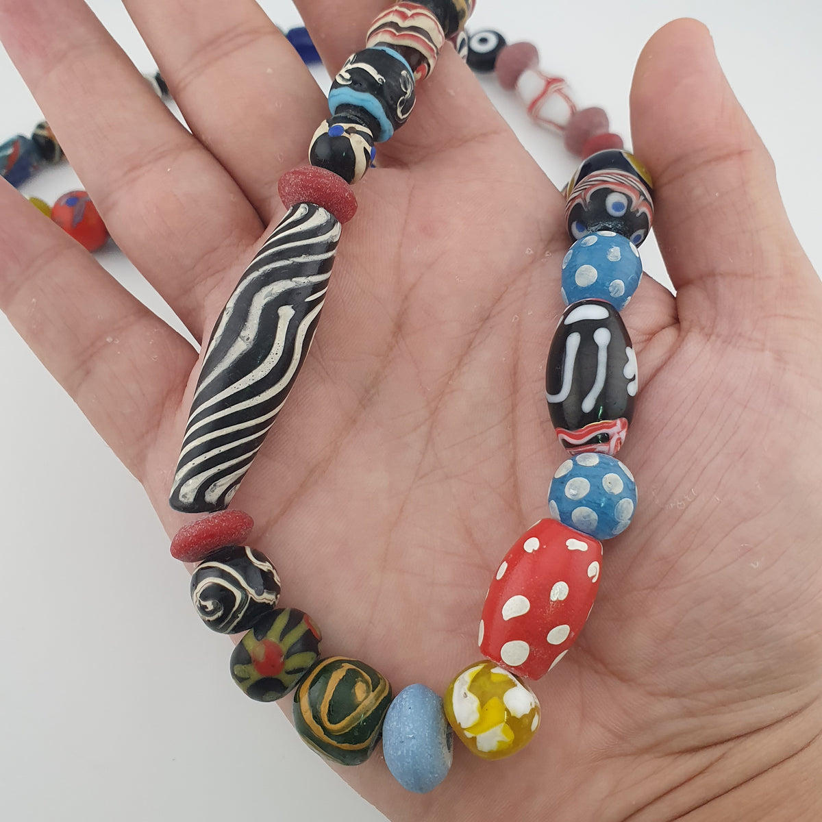 Antique Venetian Style MultiColor Mix Glass Beads Necklace