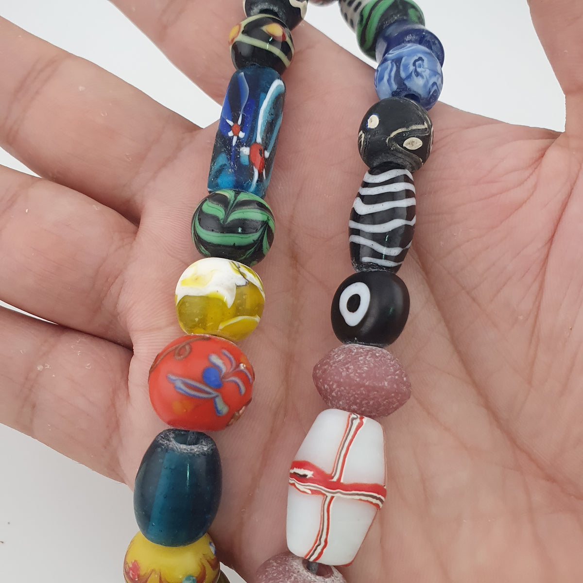 Antique Venetian Style MultiColor Mix Glass Beads Necklace