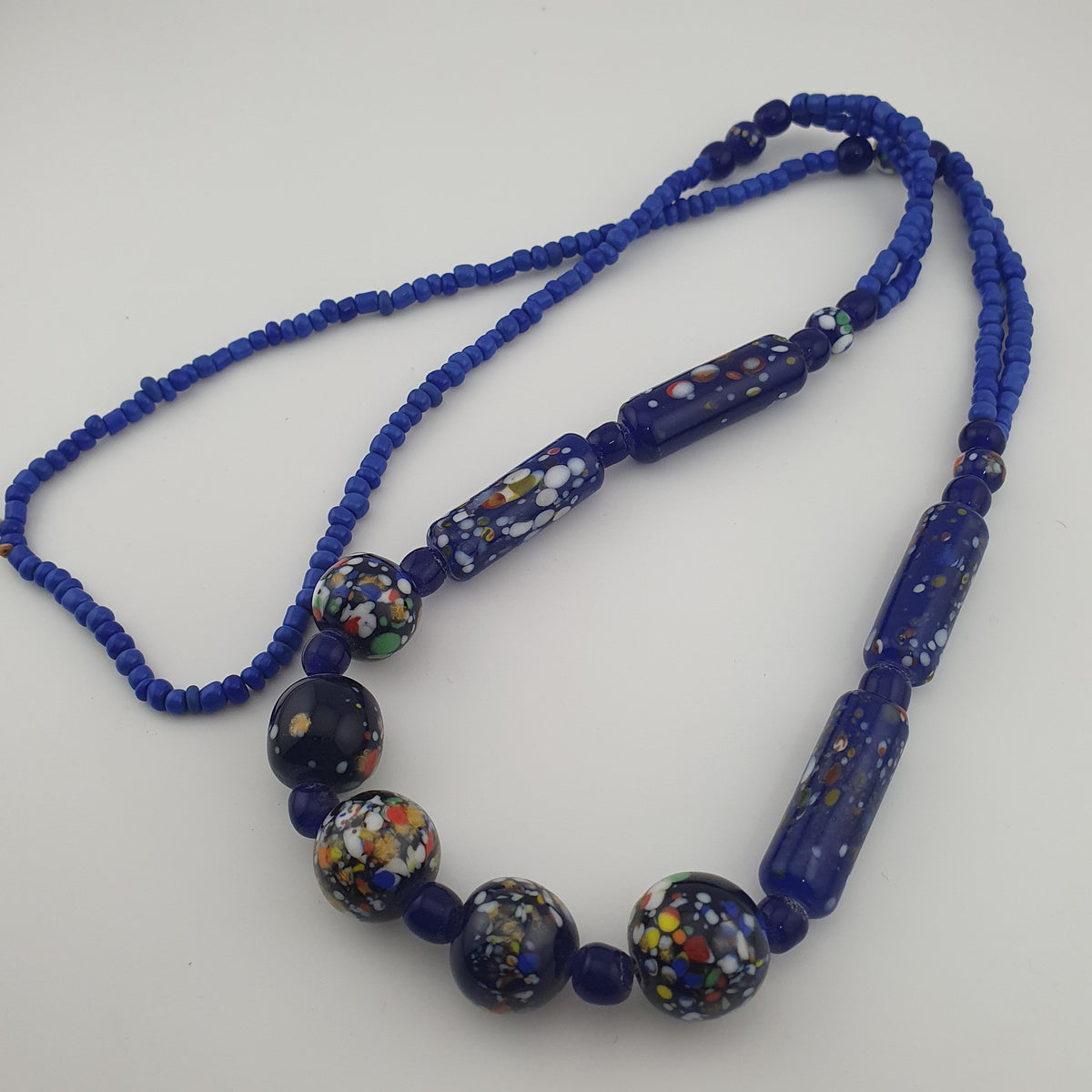 Antique Venetian Style Aventurine Glass Beads Necklace