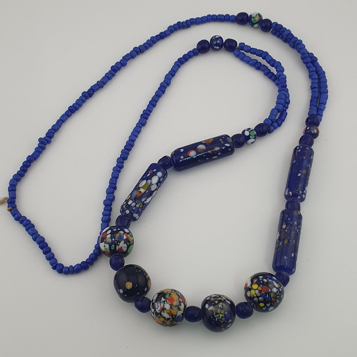 Antique Venetian Style Aventurine Glass Beads Necklace