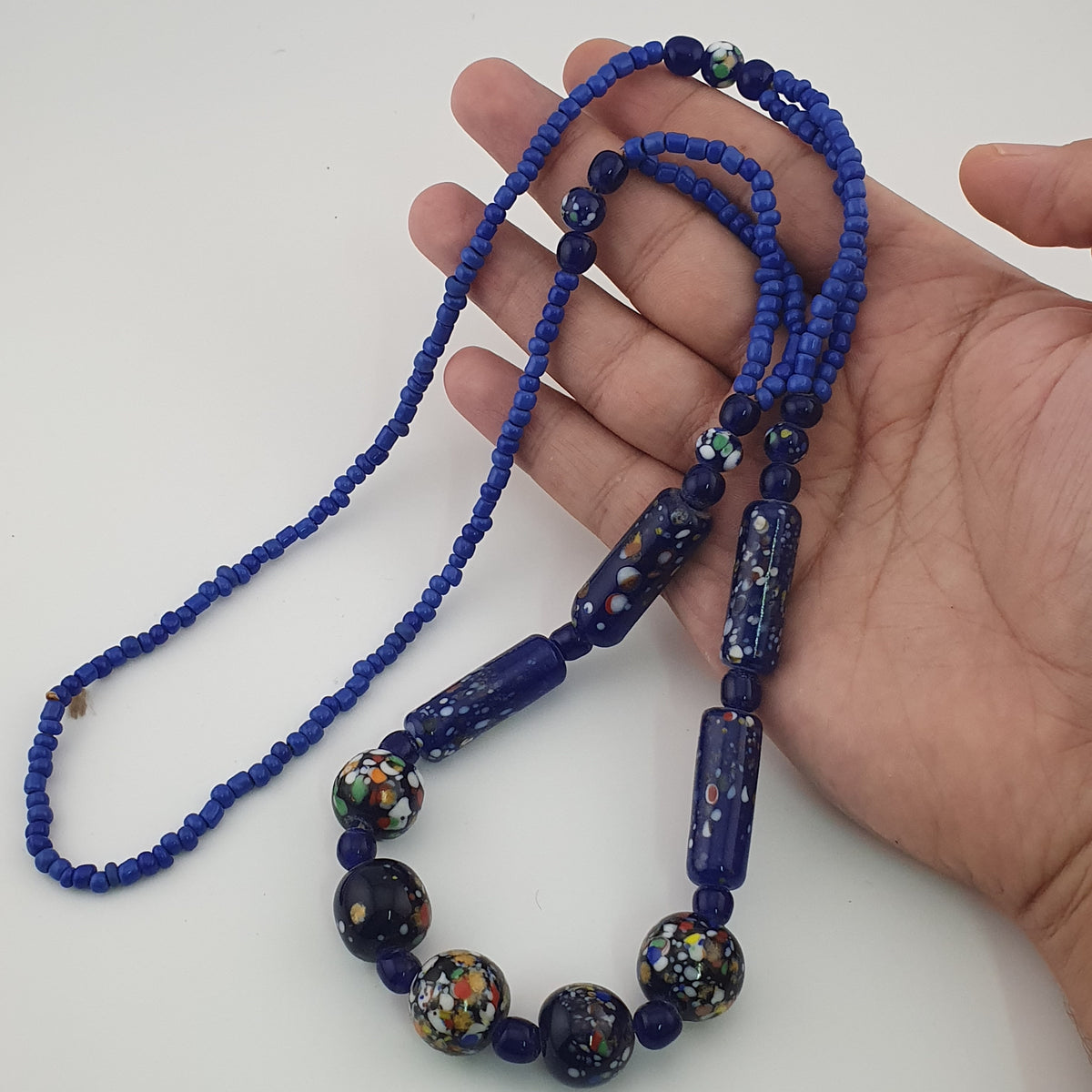 Antique Venetian Style Aventurine Glass Beads Necklace