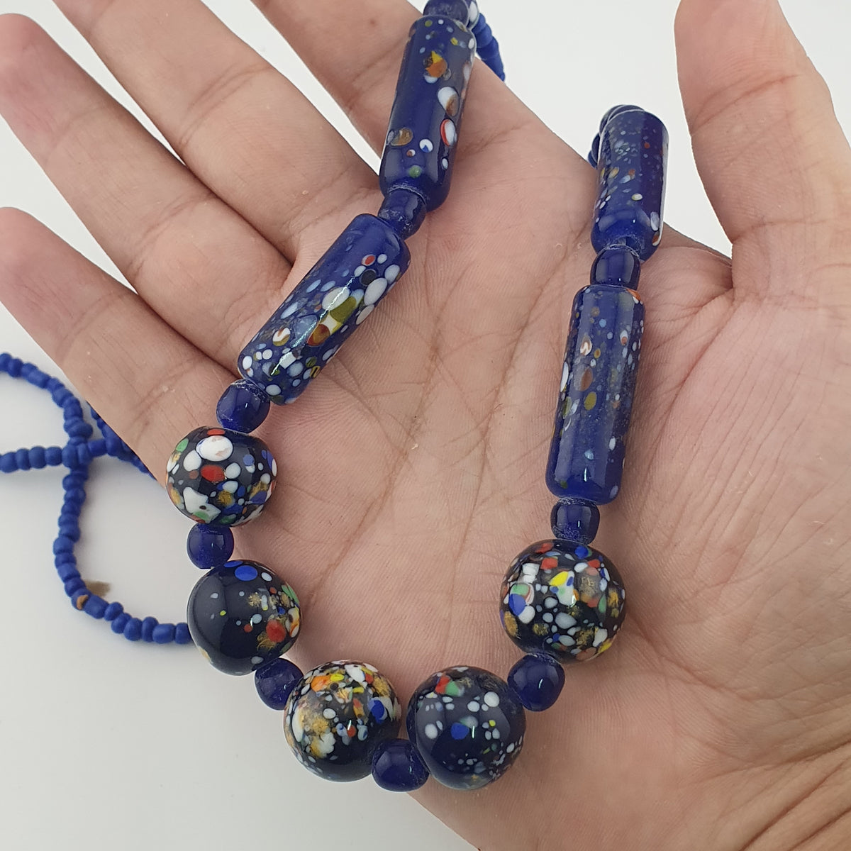 Antique Venetian Style Aventurine Glass Beads Necklace