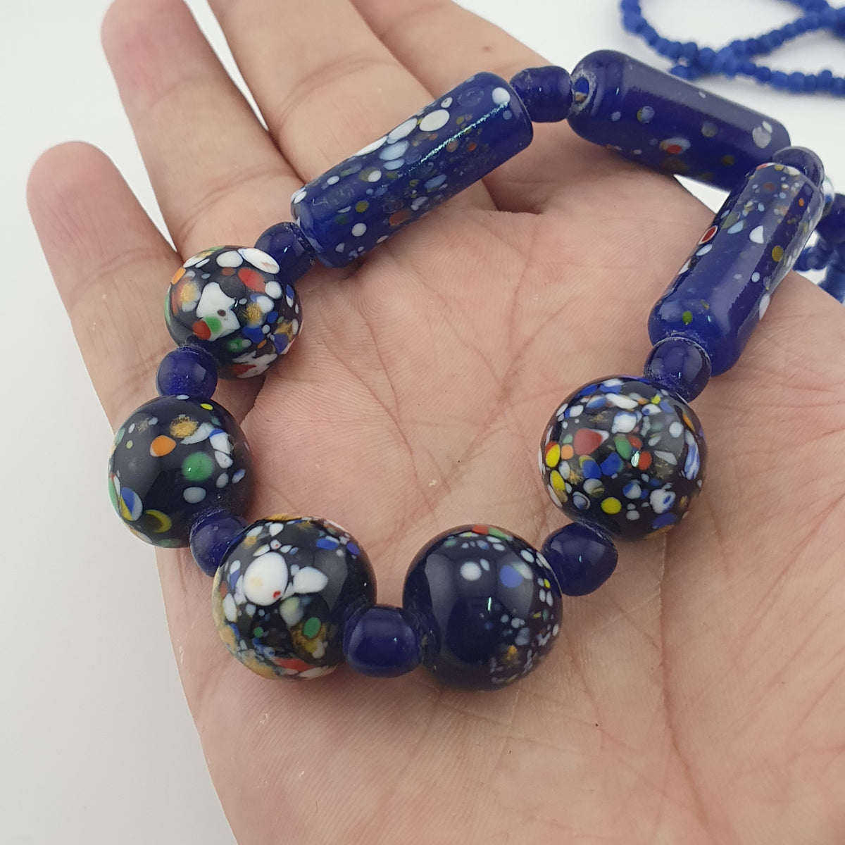 Antique Venetian Style Aventurine Glass Beads Necklace