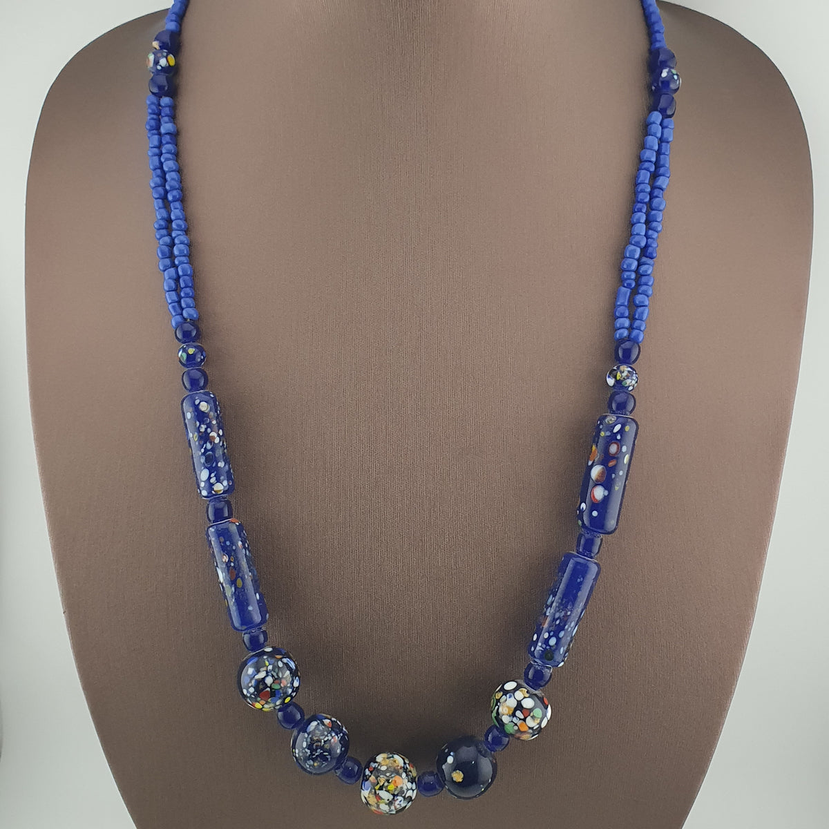 Antique Venetian Style Aventurine Glass Beads Necklace