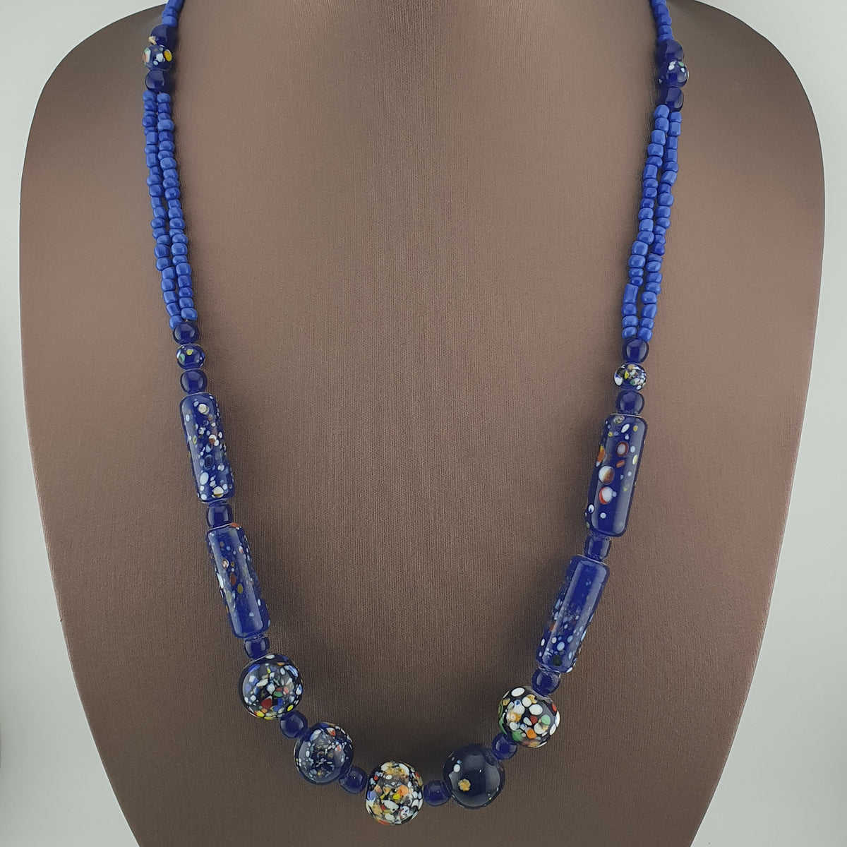 Antique Venetian Style Aventurine Glass Beads Necklace