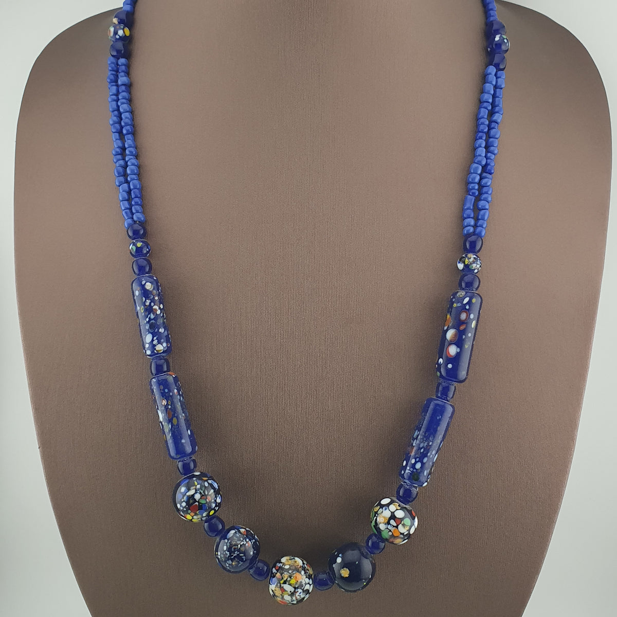 Antique Venetian Style Aventurine Glass Beads Necklace
