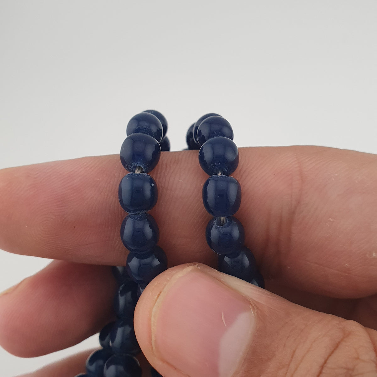 Antique Mosaic Gabri Glass Pendant Necklace with African Blue Beads (22 inches)