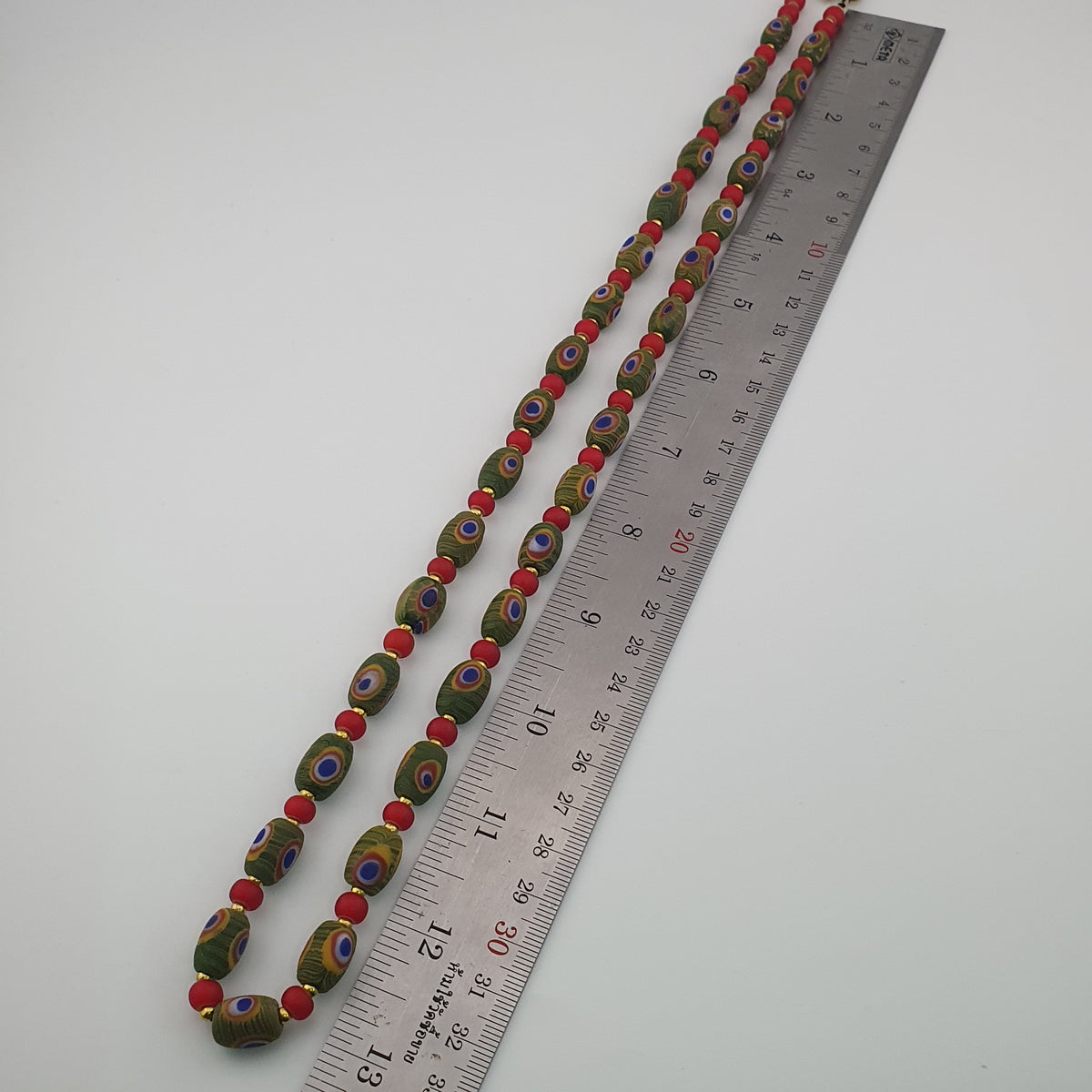 Antique Venetian Style Gabri Eyes & Venetian WhiteHeart Glass Beads Necklace