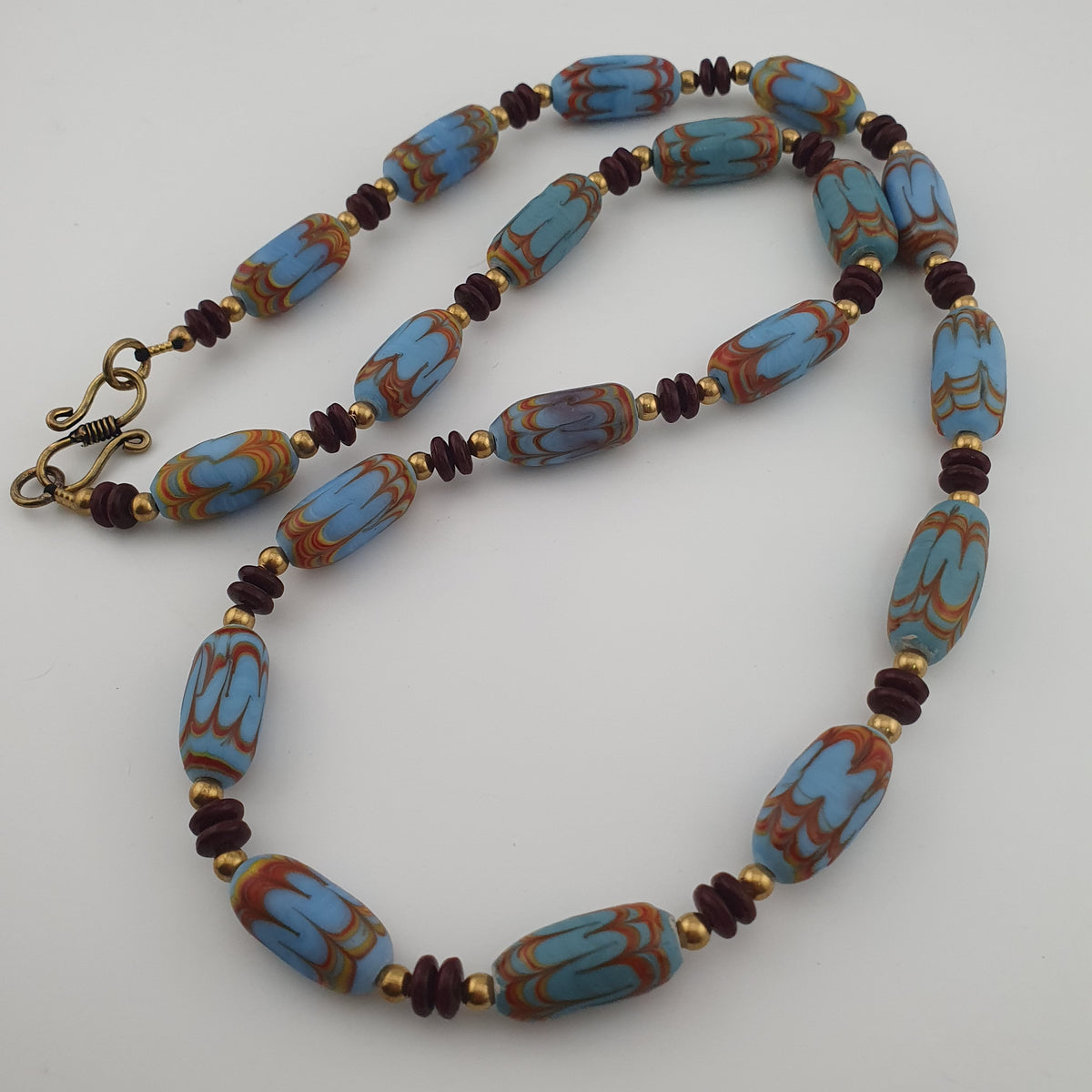 Vintage Venetian Style Sky Blue Trade Beads Necklace