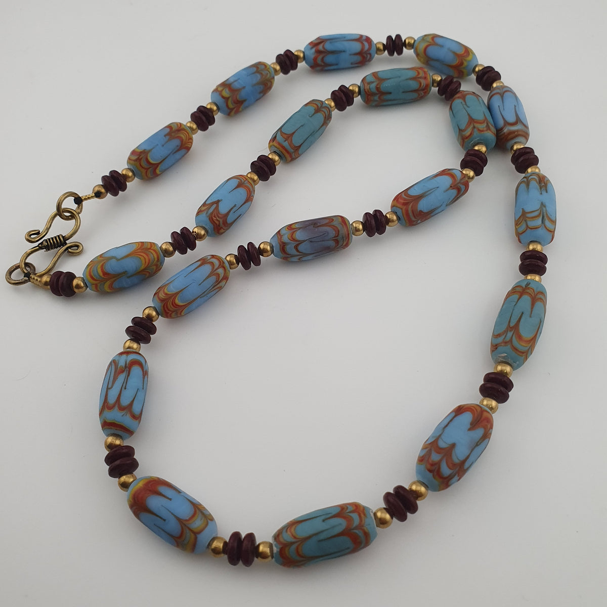 Vintage Venetian Style Sky Blue Trade Beads Necklace