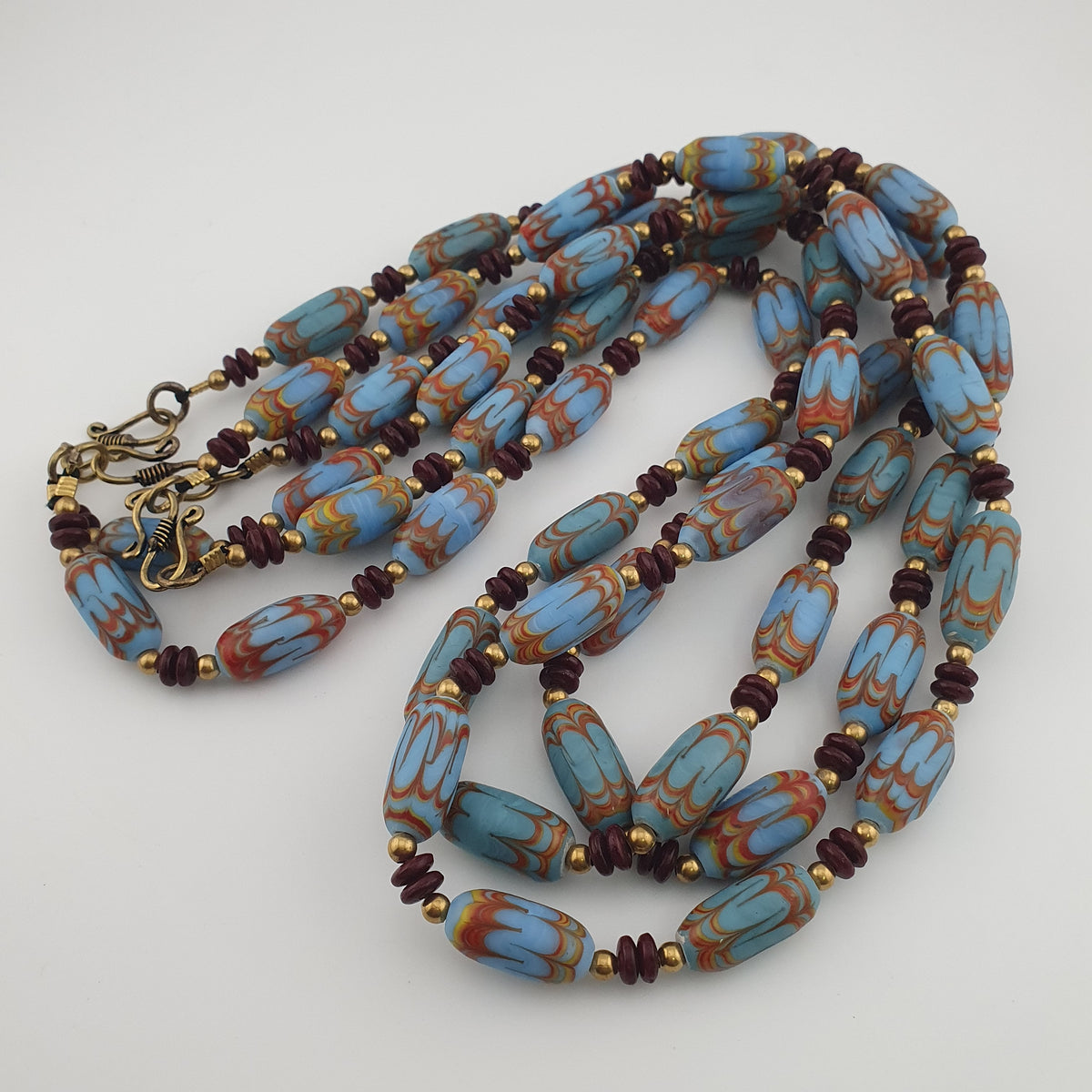 Vintage Venetian Style Sky Blue Trade Beads Necklace