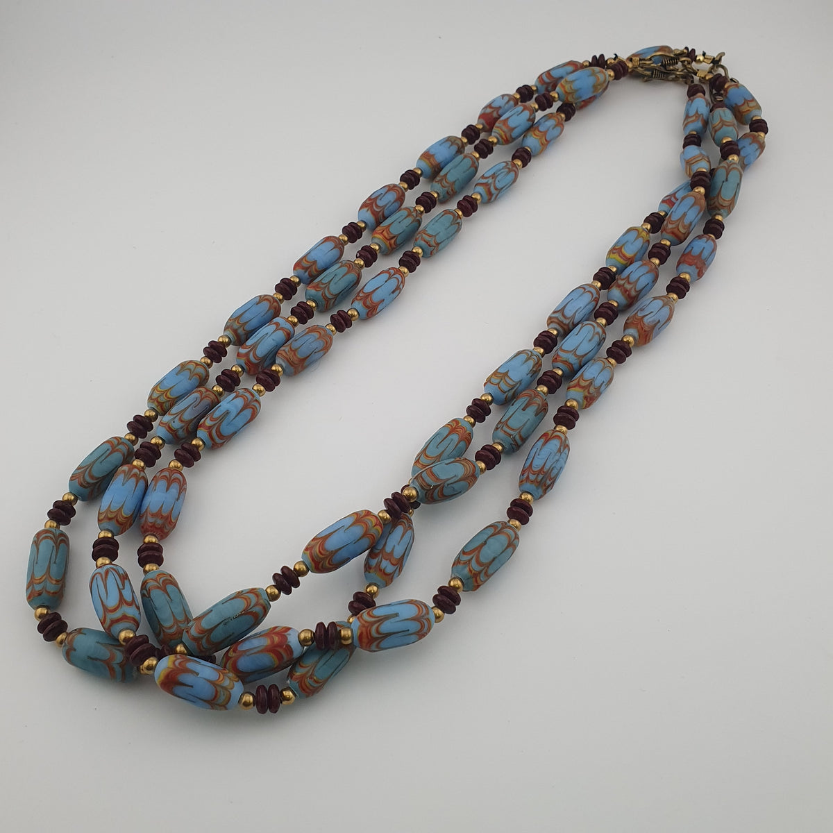 Vintage Venetian Style Sky Blue Trade Beads Necklace
