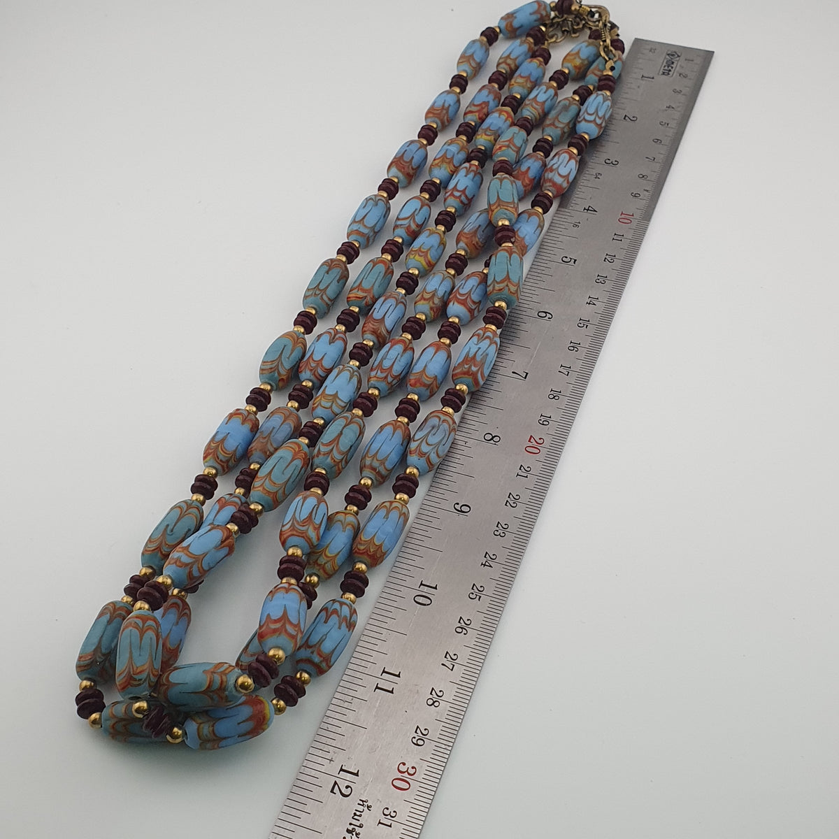 Vintage Venetian Style Sky Blue Trade Beads Necklace