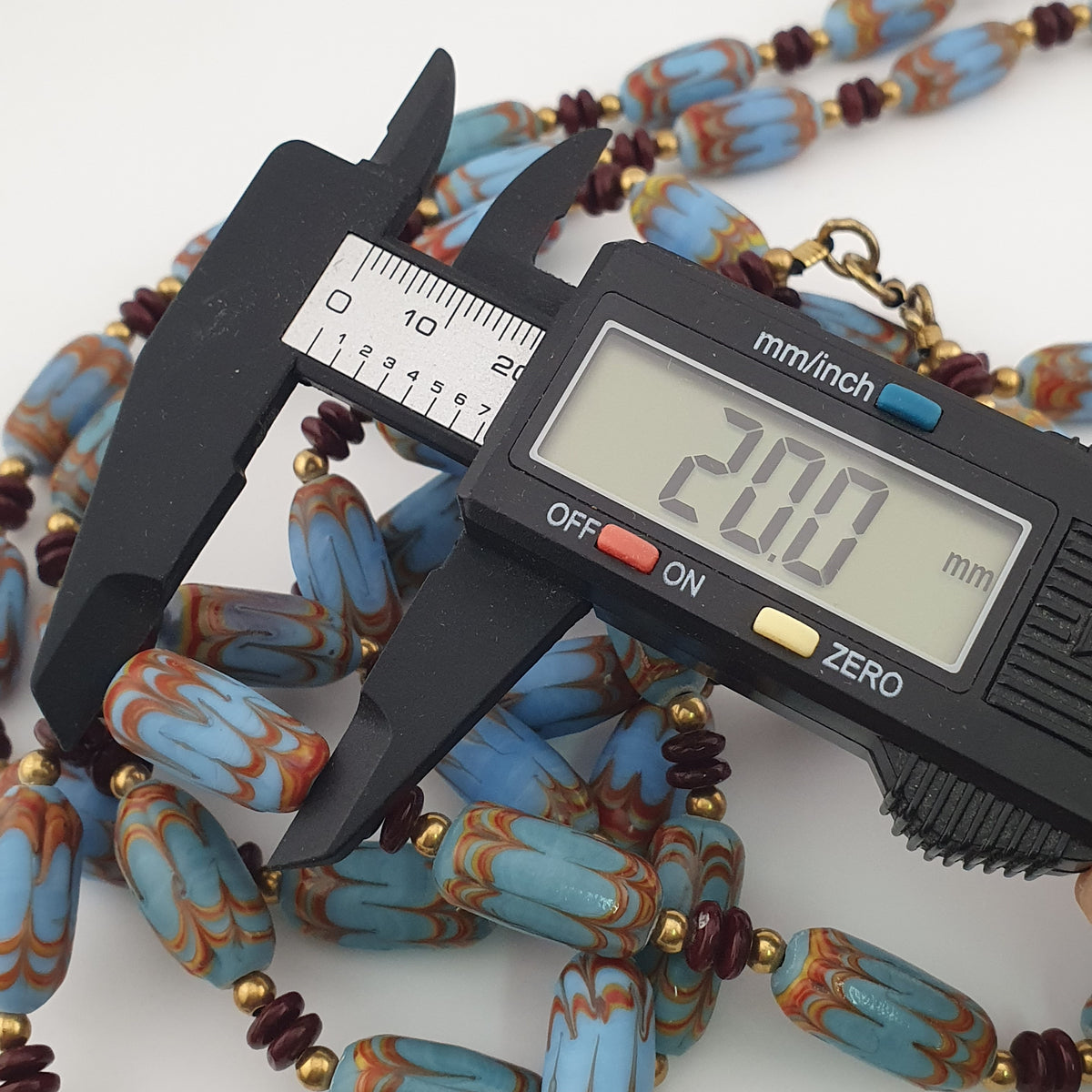 Vintage Venetian Style Sky Blue Trade Beads Necklace
