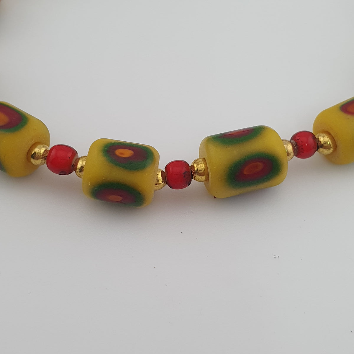 Antique Venetian Style Gabri Eyes & Venetian WhiteHeart Glass Beads Necklace