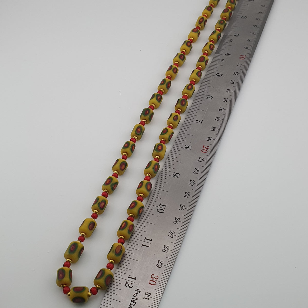 Antique Venetian Style Gabri Eyes & Venetian WhiteHeart Glass Beads Necklace
