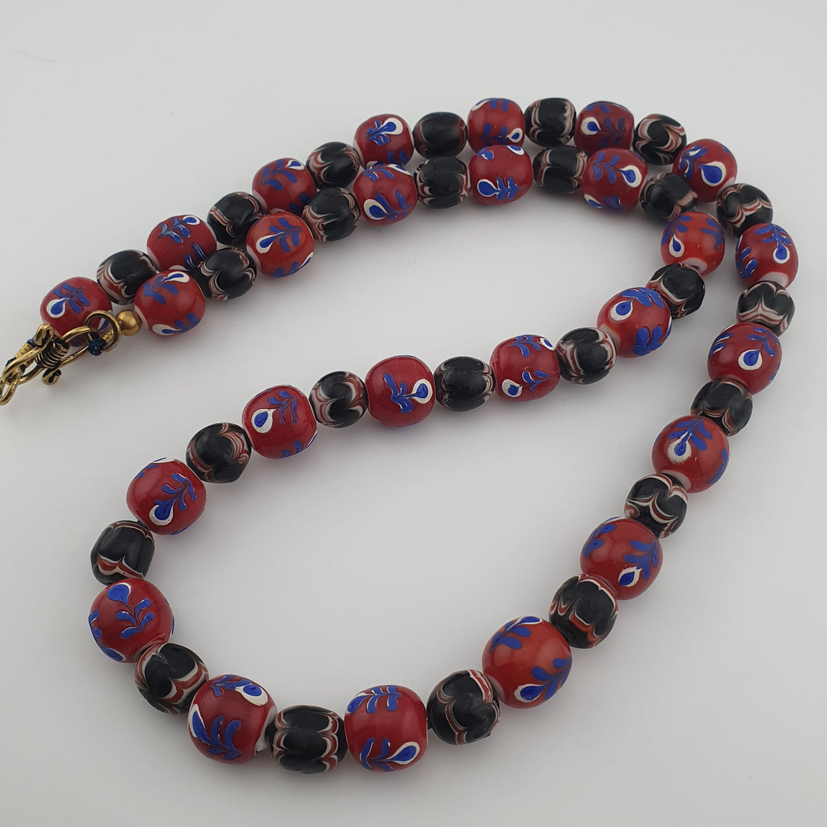 Antique Venetian Style Floral & Trade Glass Beads Necklace