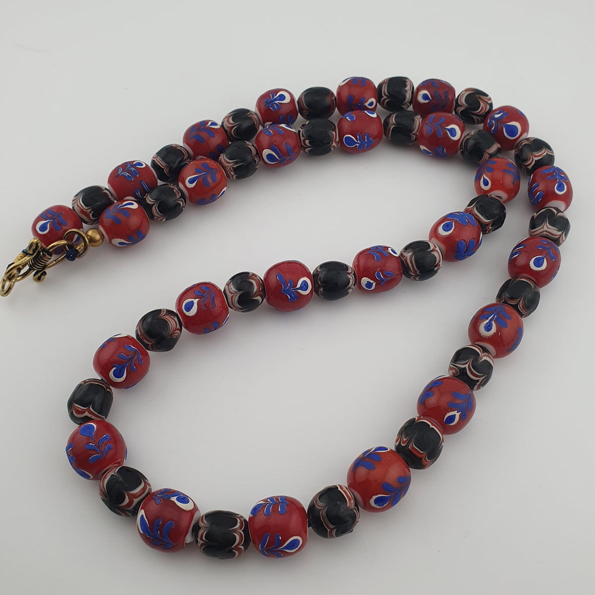 Antique Venetian Style Floral & Trade Glass Beads Necklace