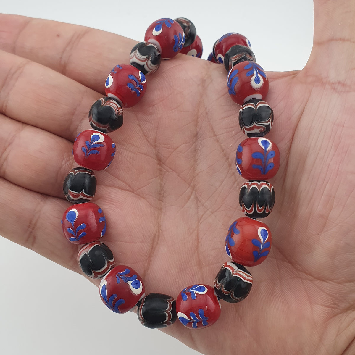 Antique Venetian Style Floral & Trade Glass Beads Necklace