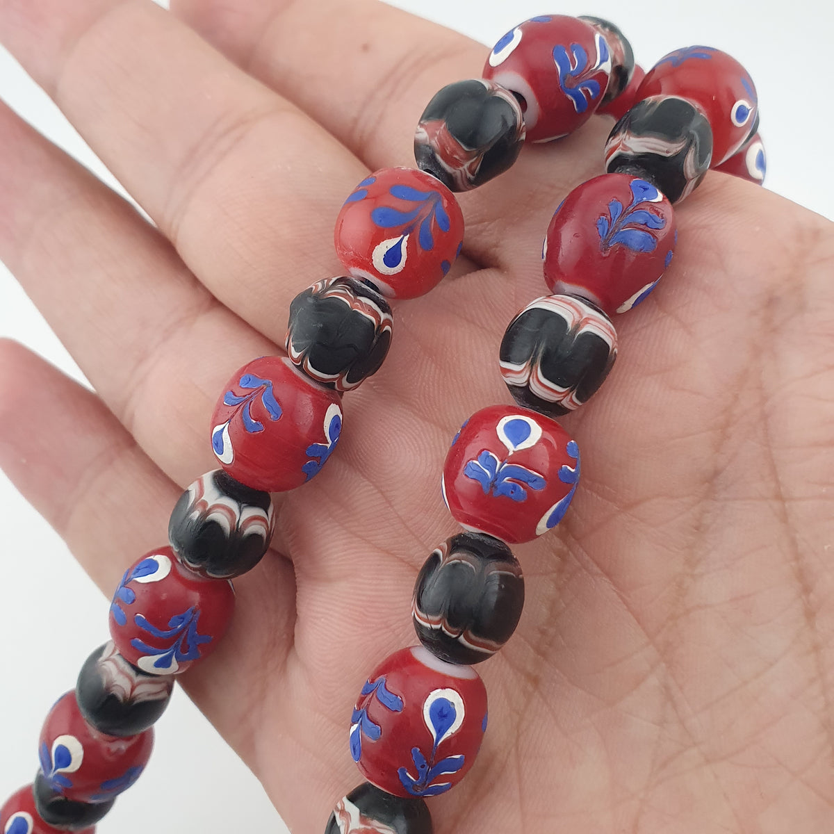 Antique Venetian Style Floral & Trade Glass Beads Necklace