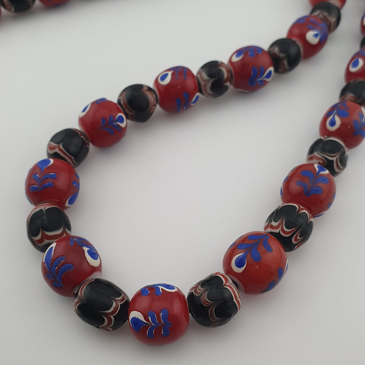 Antique Venetian Style Floral & Trade Glass Beads Necklace