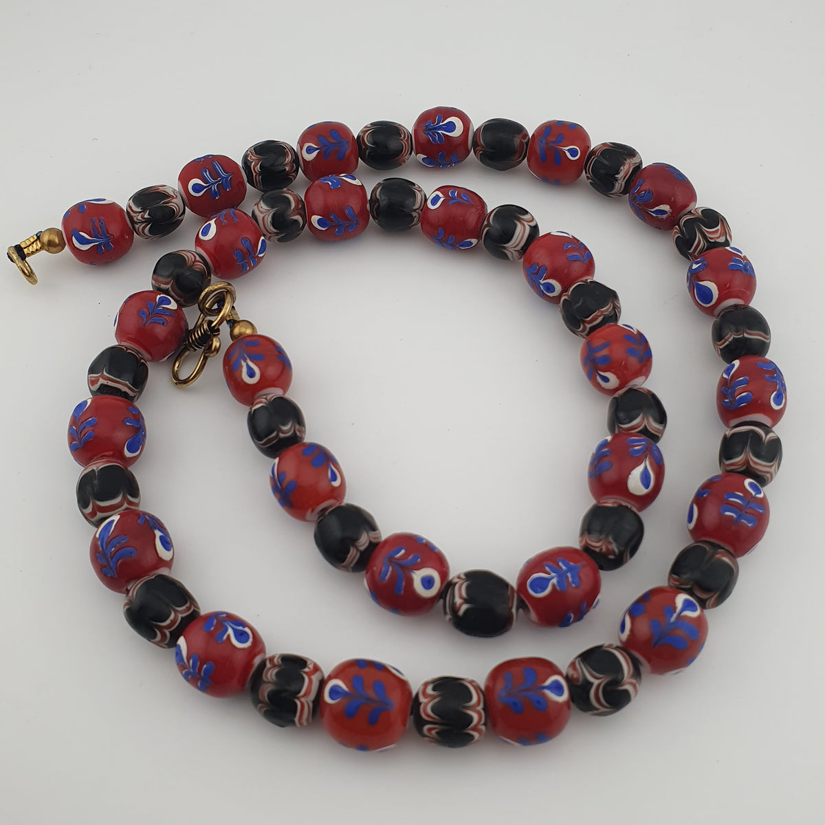 Antique Venetian Style Floral & Trade Glass Beads Necklace
