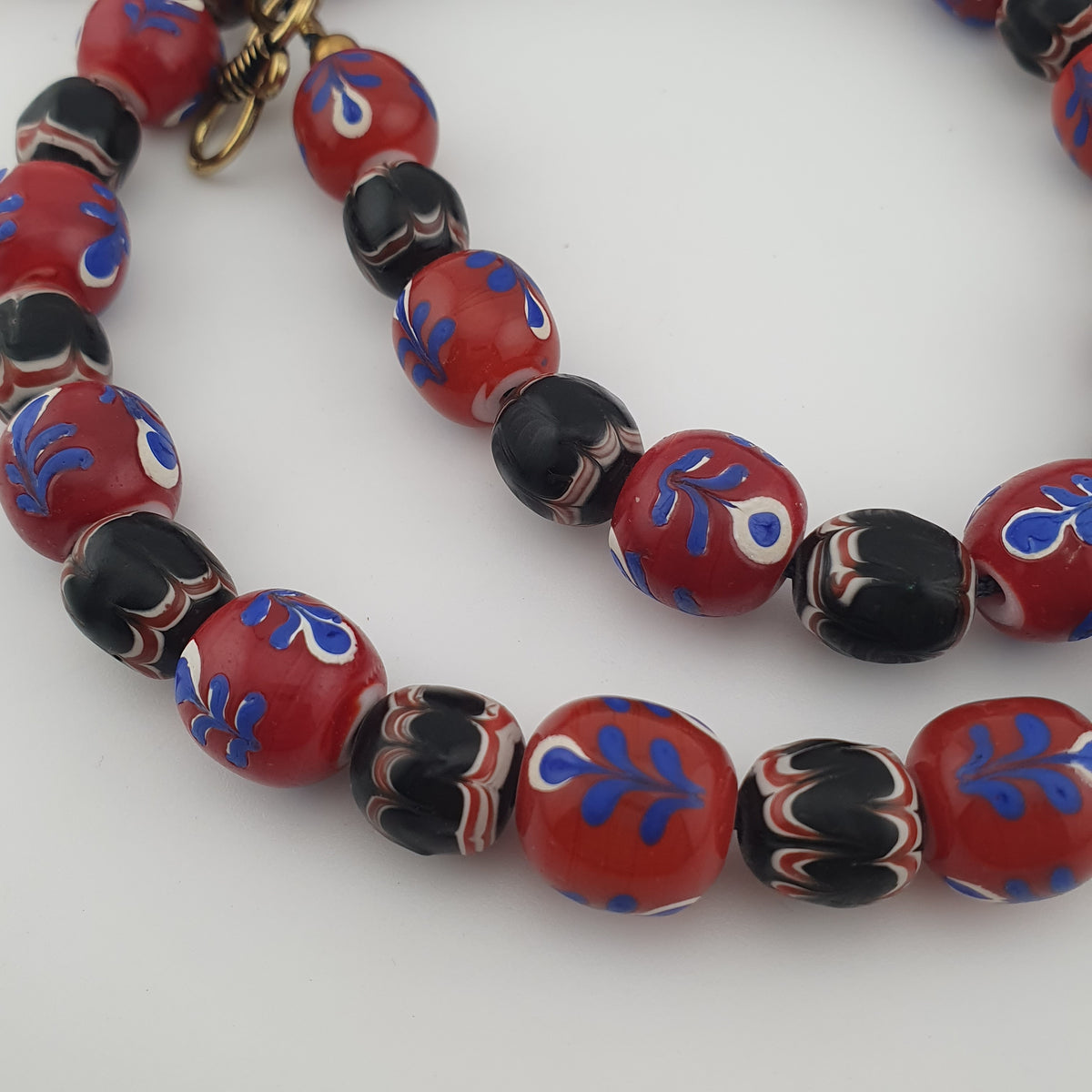 Antique Venetian Style Floral & Trade Glass Beads Necklace
