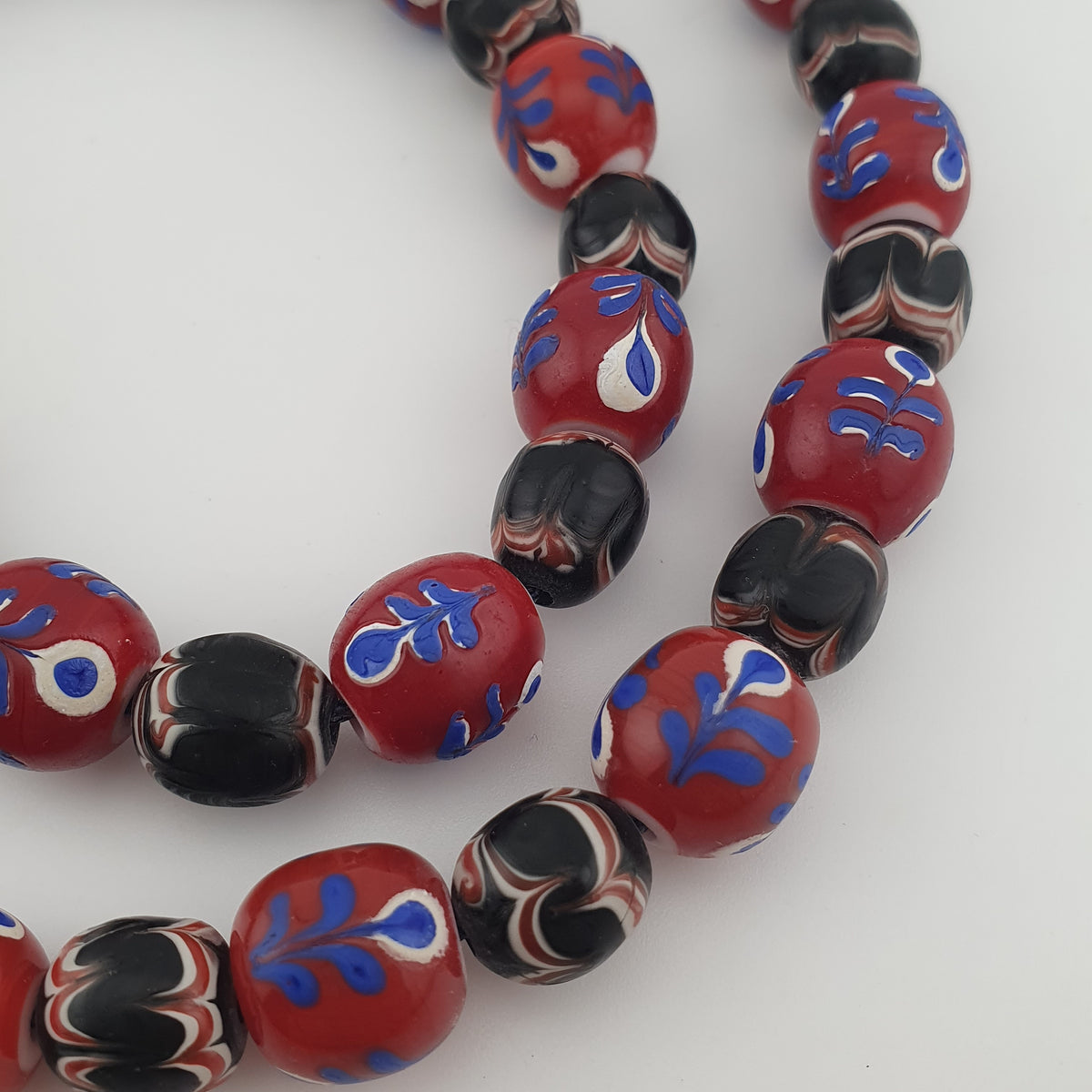 Antique Venetian Style Floral & Trade Glass Beads Necklace