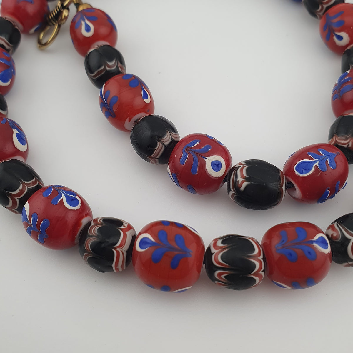 Antique Venetian Style Floral & Trade Glass Beads Necklace