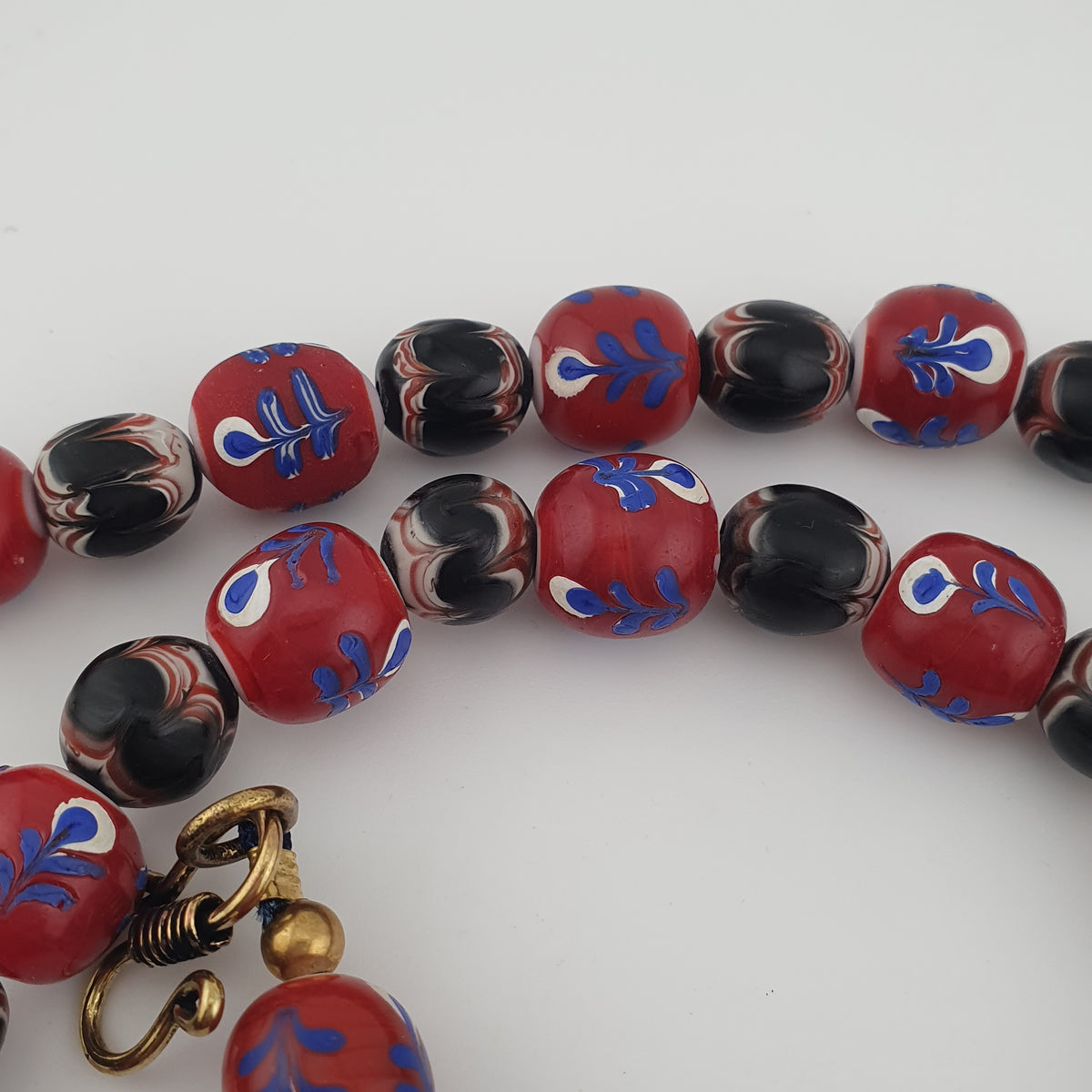 Antique Venetian Style Floral & Trade Glass Beads Necklace