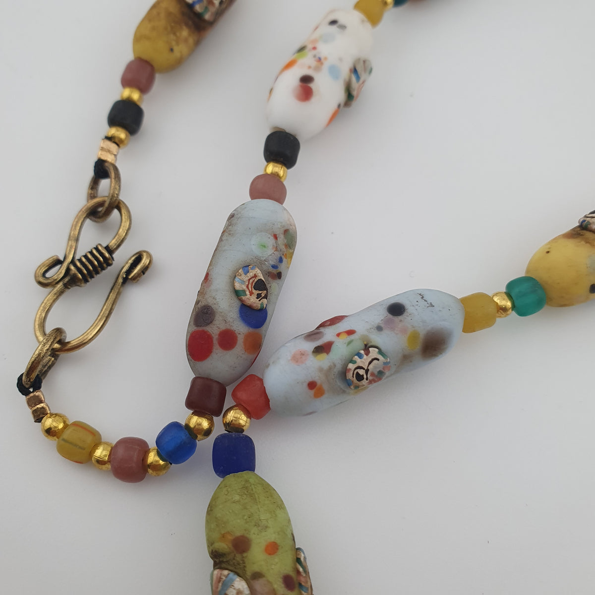 Vintage Venetian Style Old Face Glass Beads Necklace