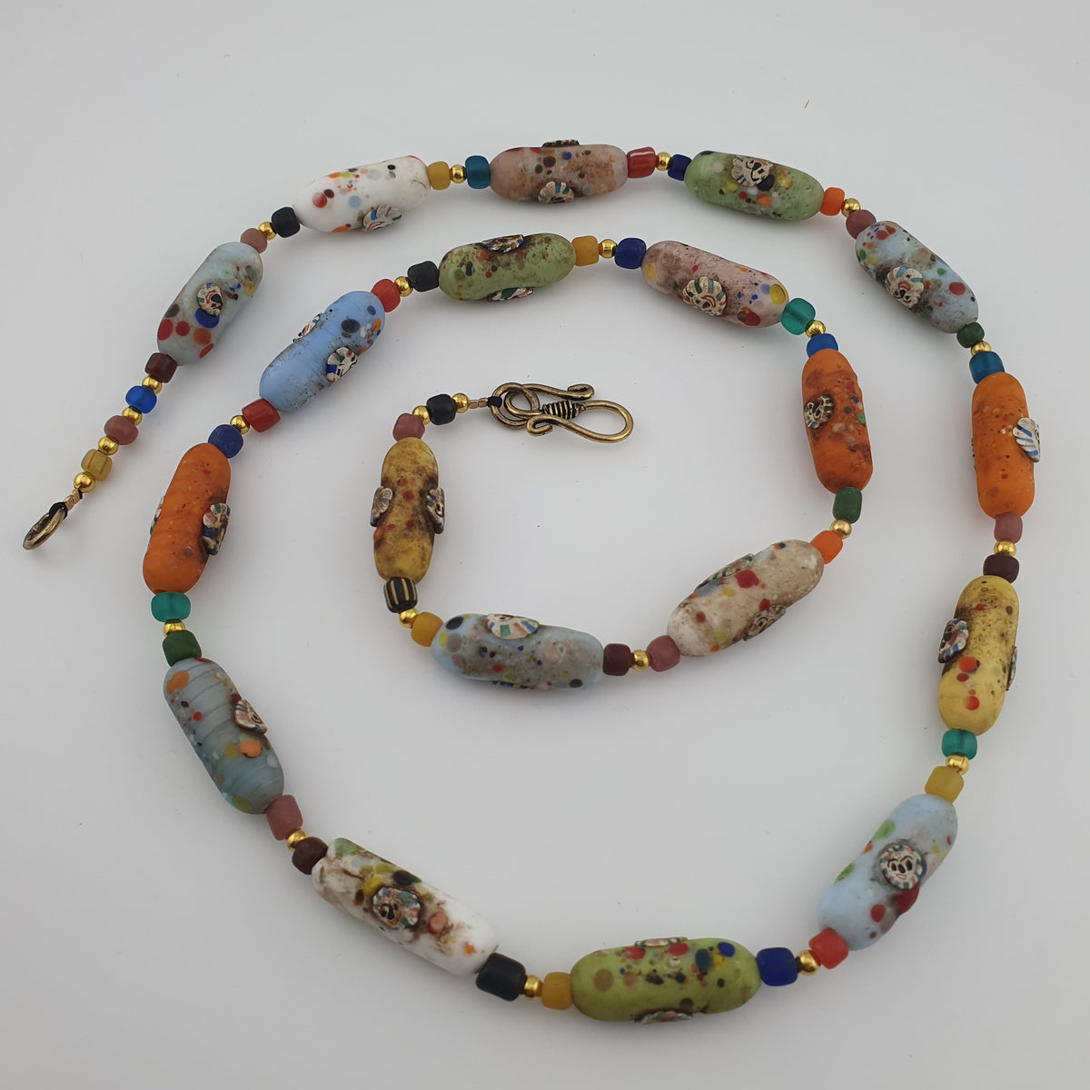 Vintage Venetian Style Old Face Glass Beads Necklace