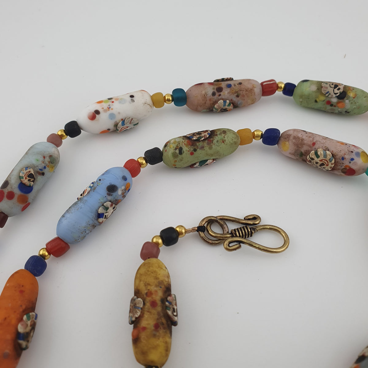 Vintage Venetian Style Old Face Glass Beads Necklace