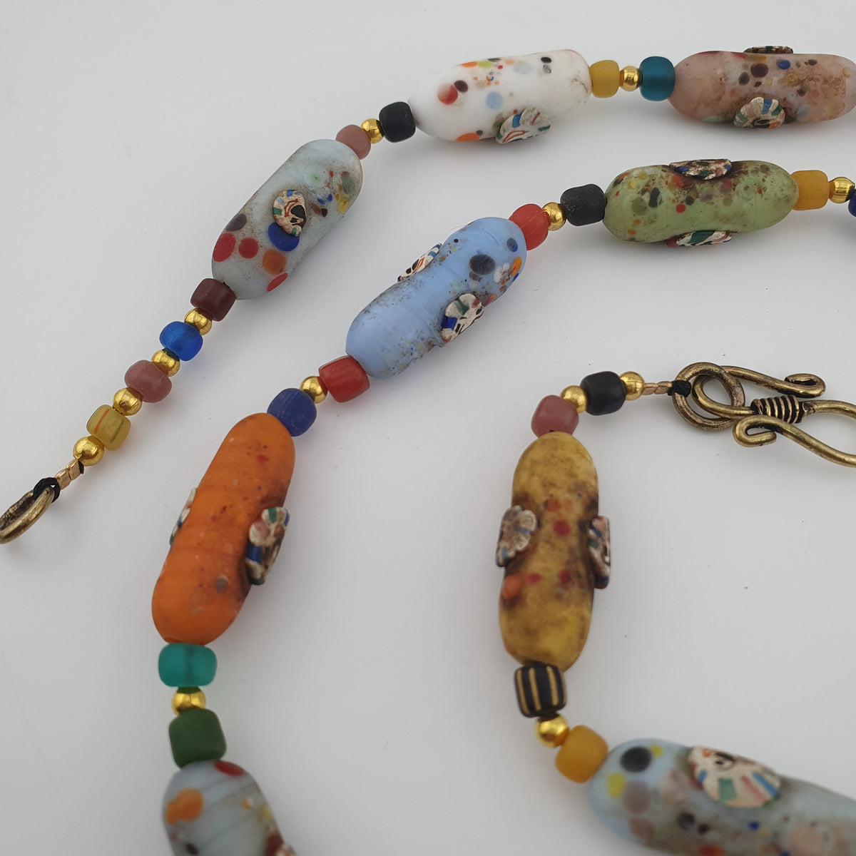 Vintage Venetian Style Old Face Glass Beads Necklace