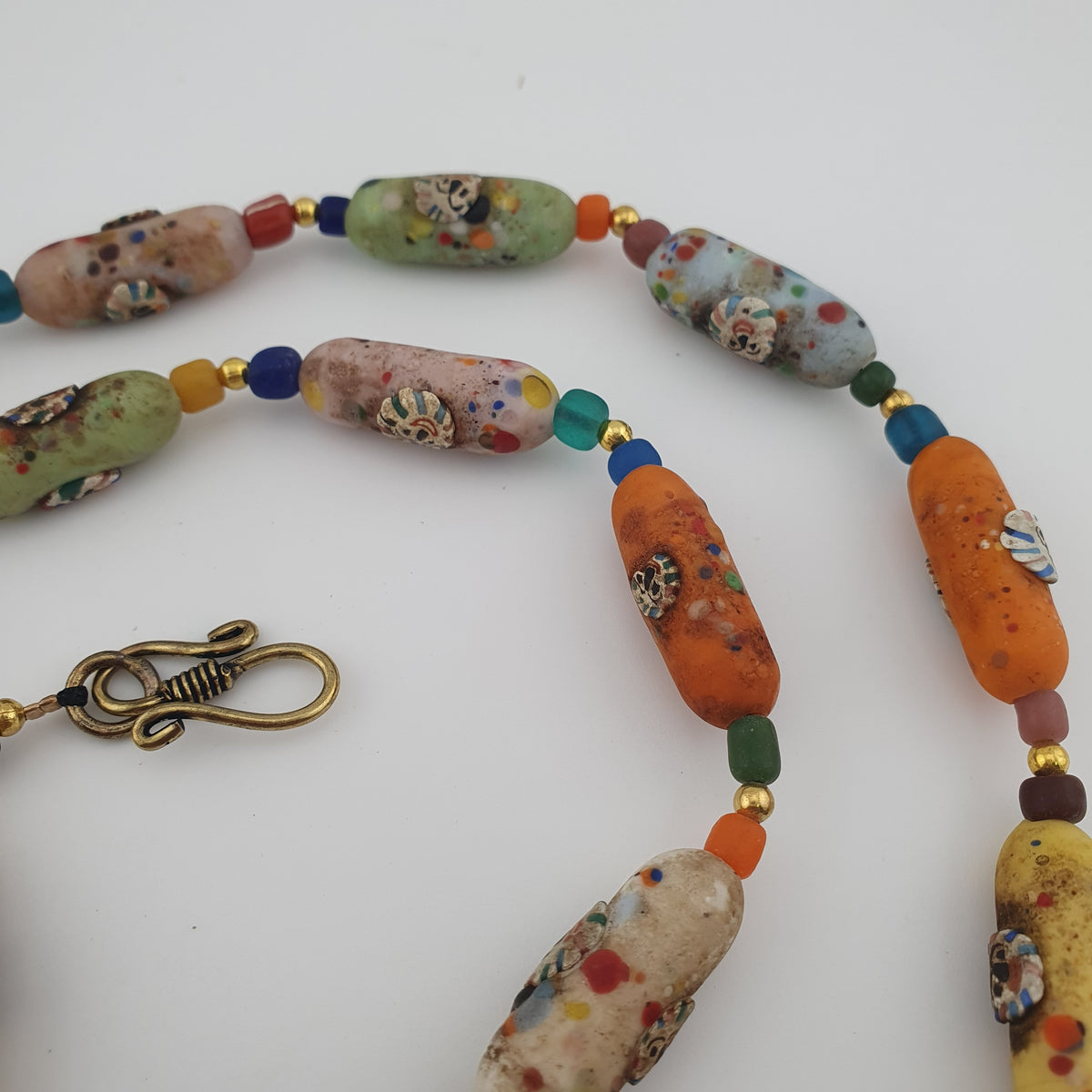 Vintage Venetian Style Old Face Glass Beads Necklace