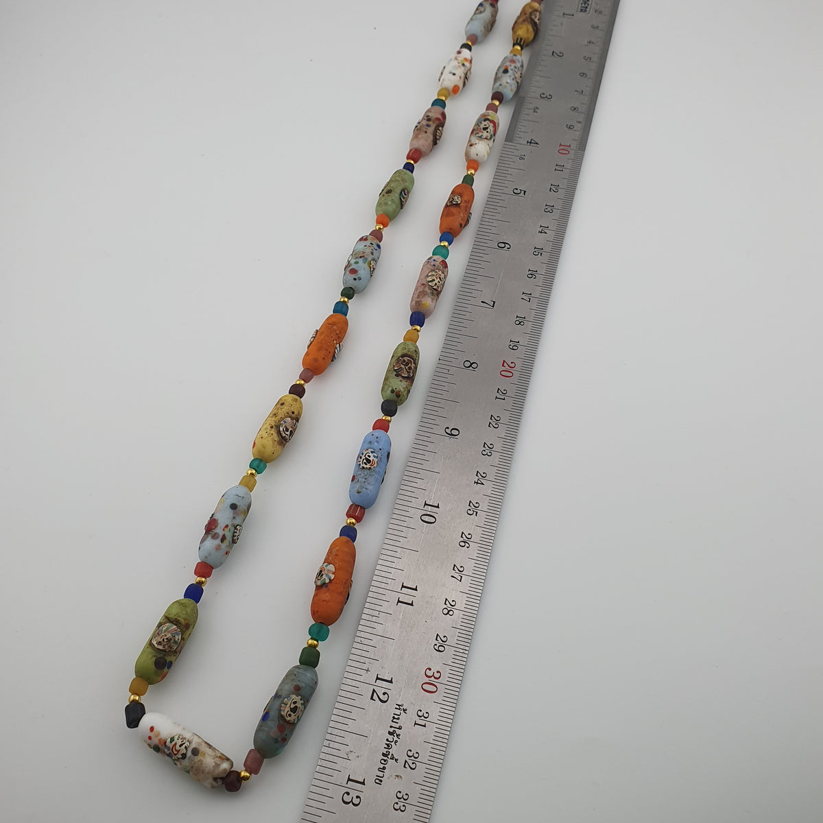 Vintage Venetian Style Old Face Glass Beads Necklace