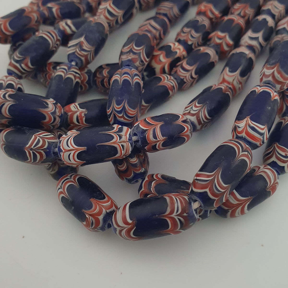 Antique Venetian Style Blue Trade Glass Beads Necklace Strands