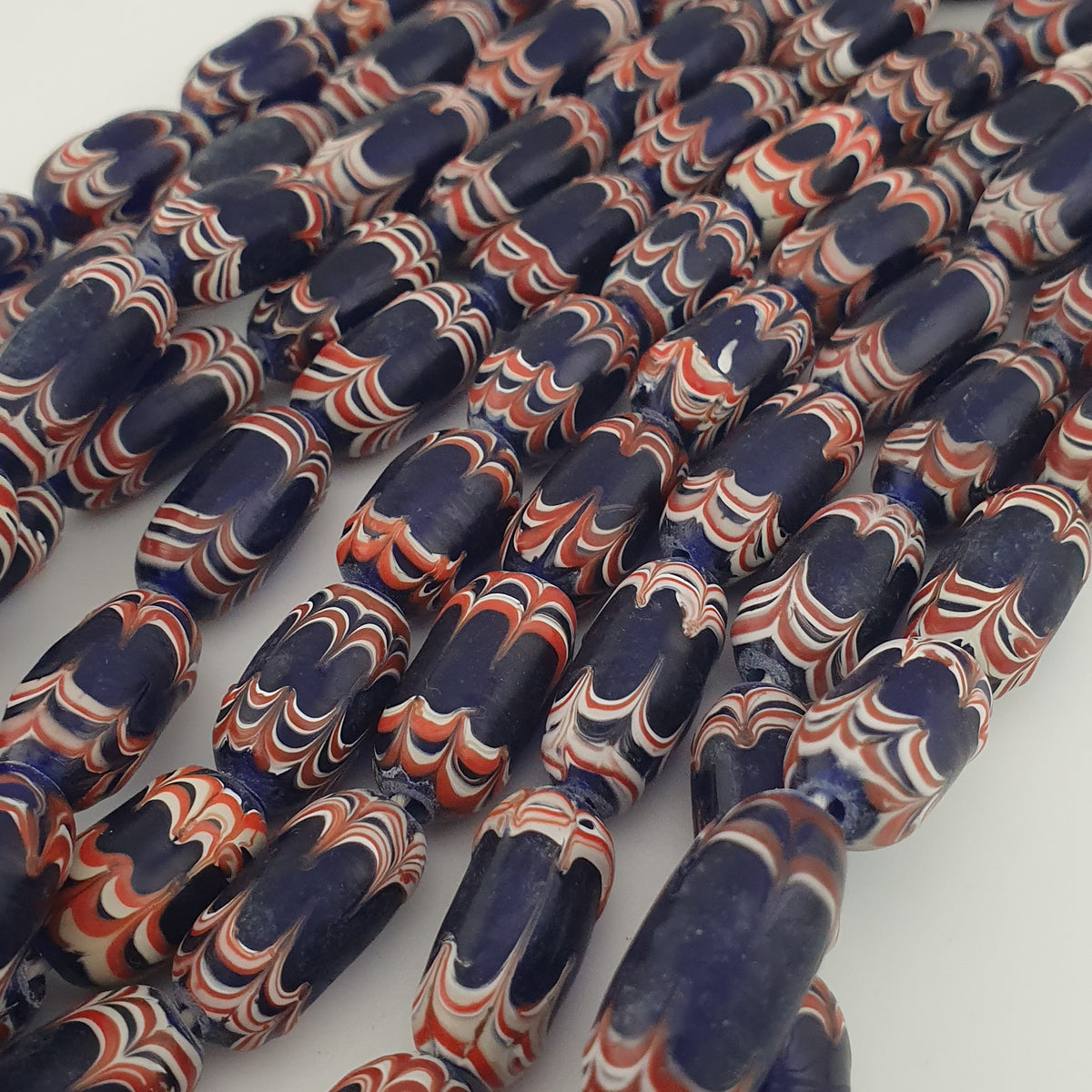 Antique Venetian Style Blue Trade Glass Beads Necklace Strands