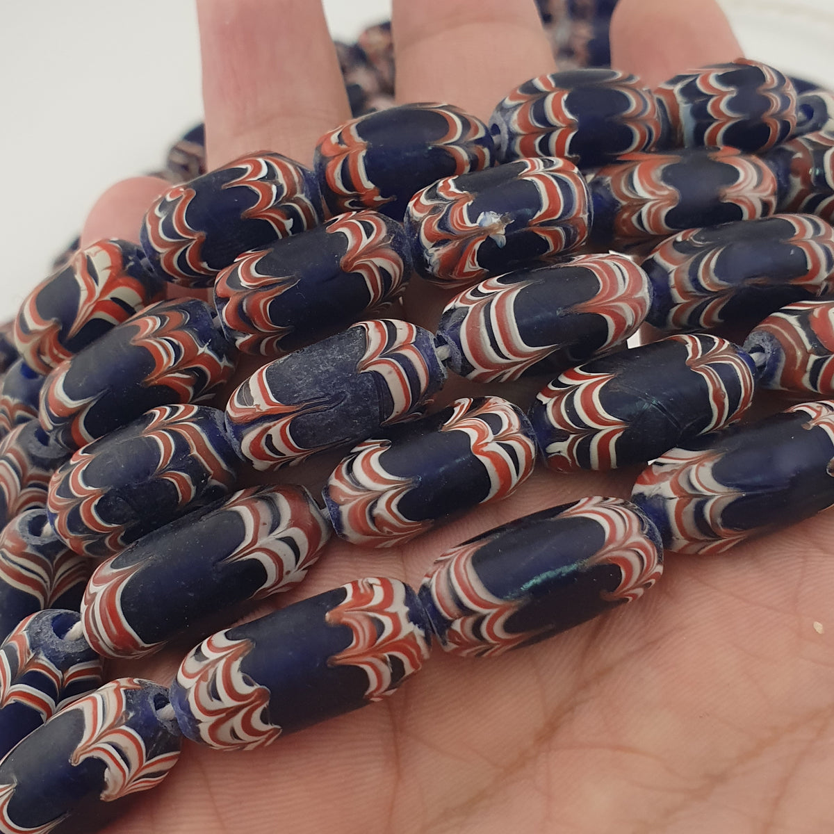Antique Venetian Style Blue Trade Glass Beads Necklace Strands